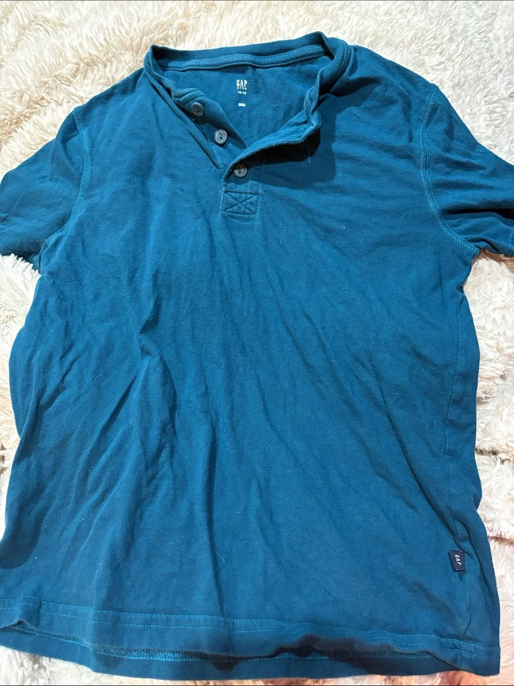 GAP Girl's Teal Henley Short Sleeve Shirt